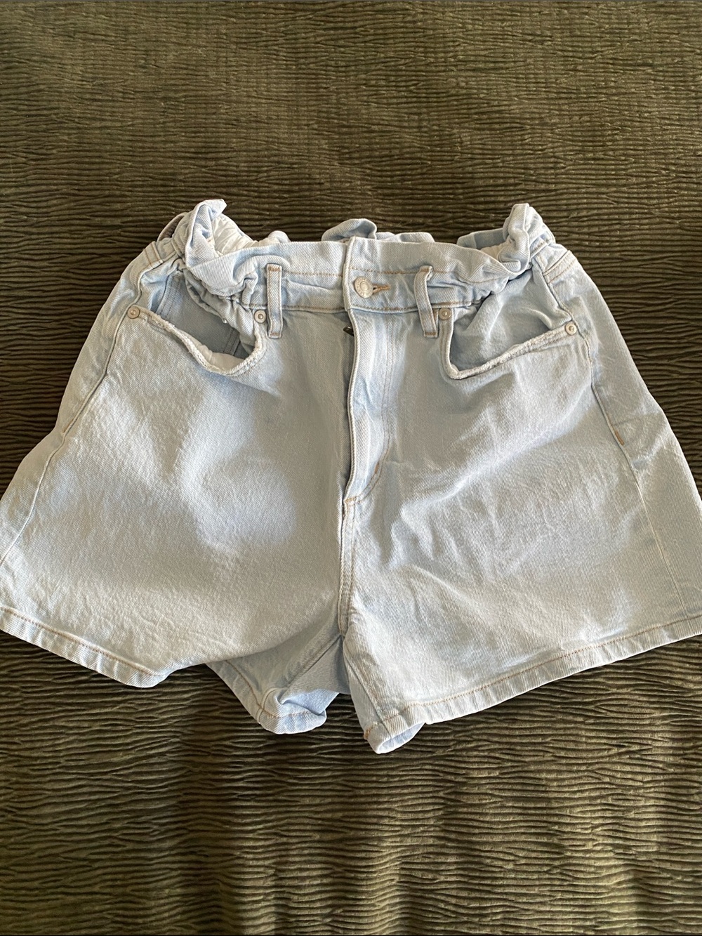 LOFT Light Blue High-Rise Paperbag Denim Shorts